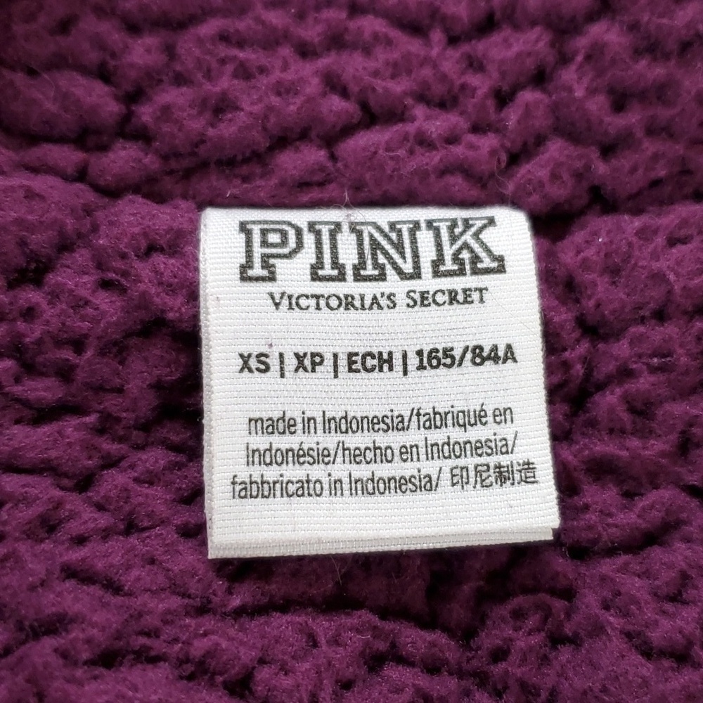 Victoria's Secret Pink "Eggplant" Oversized Sherpa Zip-Up Jacket XS - Picture 14 of 17